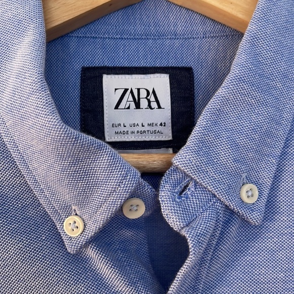 Men’s Zara Blue Short Sleeve Button Down Size L - Picture 3 of 4